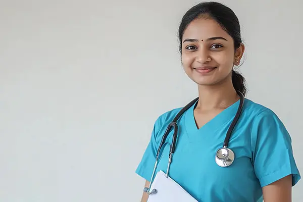 Female nurse with stethoscope