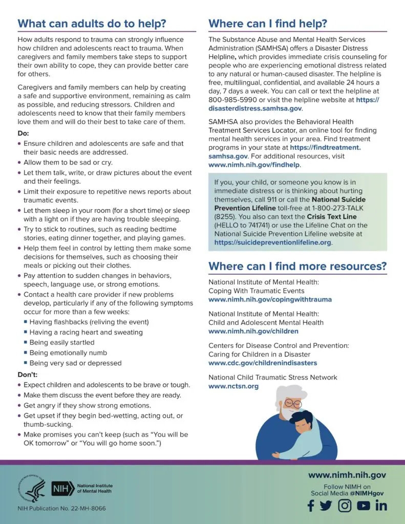 Helping Children and Adolescents Cope With Traumatic Events